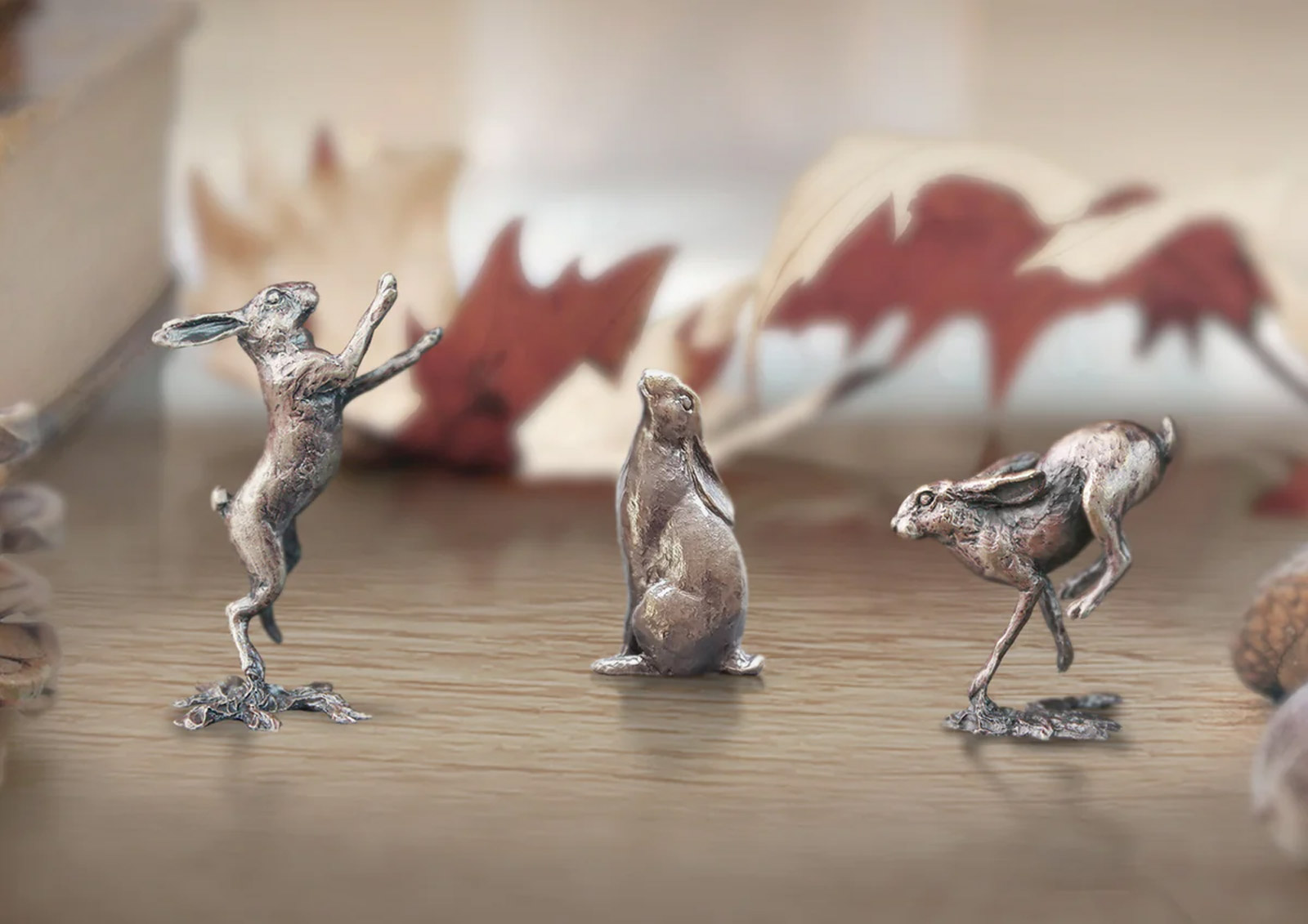 Miniature Bronze Trio Of Hares (2041/2042/2080)