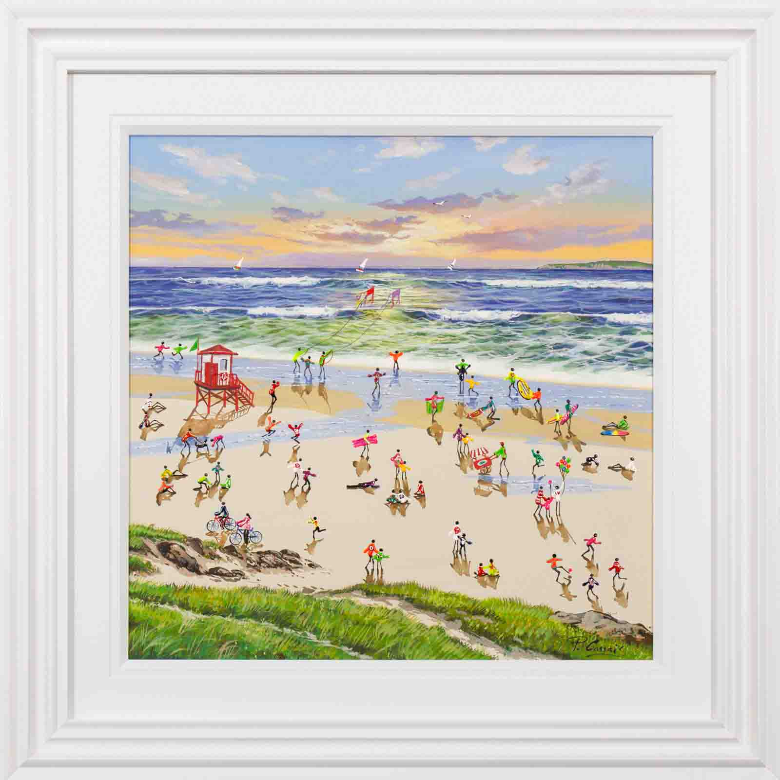 Flying Kites At Sunset