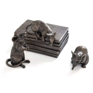 open edition hand finished bronze resin sculptures of mice sitting standing and climbing on books by talented British artist Suzie Marsh